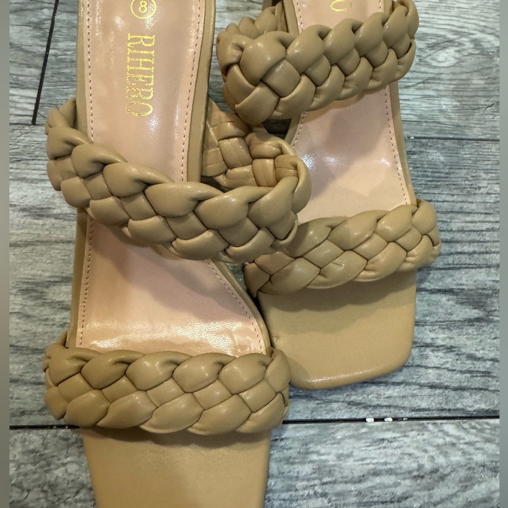 **Never Worn** Nude Braided Heels